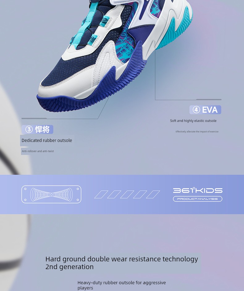 Brave Warrior | 361 Degrees Kidsren's Shoes, Kidsren's Basketball Shoes, Boys' Sports Shoes, Youth Autum New Leather Boys' Shoes — 6