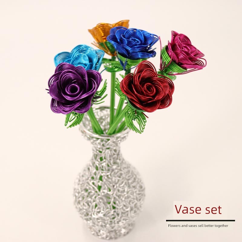 Metal Wire Weaving Crafts Valentine's Day DIY Birthday Gifts Festive Supplies Creative Rose Vase Practical Gifts
