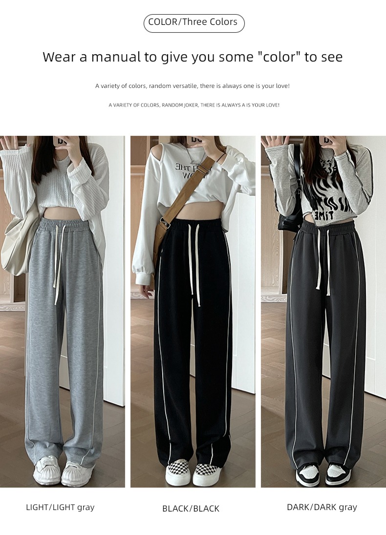 spring and autumn easy Show thin leisure time High waist Drawstring Sports pants