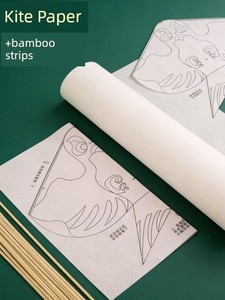 Kite DIY Material Kit, Special Paper Kite for Hand Painting, Non-Woven Fabric, Complete Set of Blank Accessories for Ele