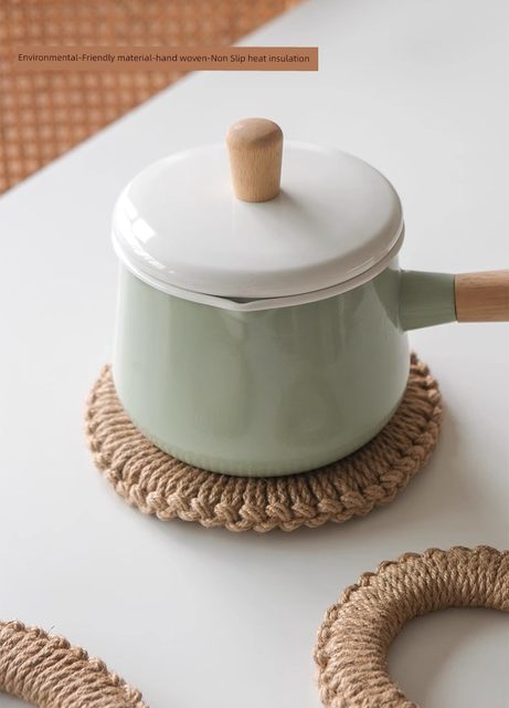Linen heat insulation pad Hand-woven hemp rope pot pad pot pad casserole pad hot plate pad place pad anti-slip heat insulation pad