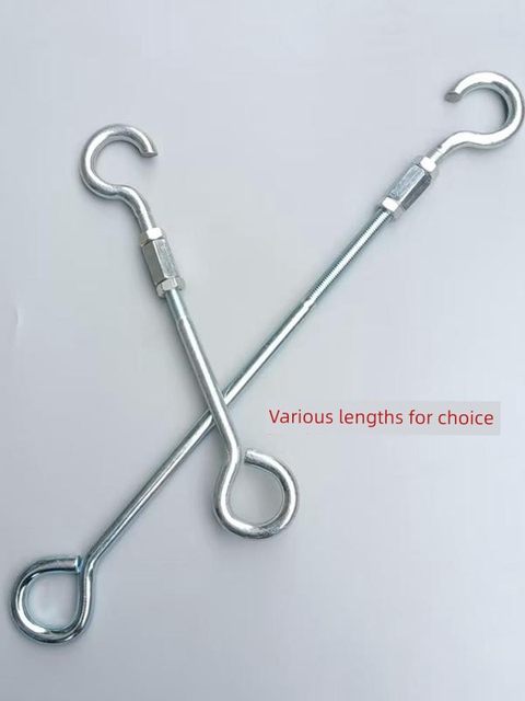 Solid iron hook lengthened thick hook large hook clothes rack extension rod strong load-bearing hook pull loop galvanized screw rod