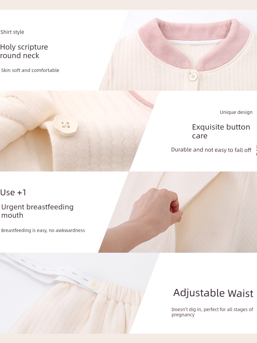 100% Pure Cotton Autumn and Winter 10A Antibacterial Maternity Wear, Class a Pure Cotton Air Cotton Layered Maternity Nursing Pajamas and Loungewear — 4