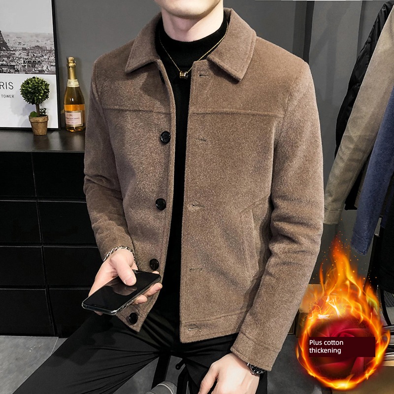 tide Autumn and winter Adding cotton Imitation mink man woolen overcoat