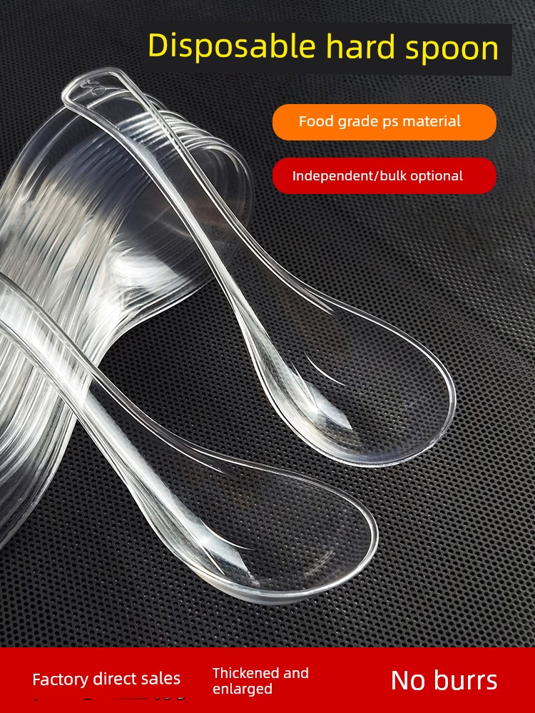 Disposable Plastic Spoons for Fast Food, Takeaway, Ice Cream, Desserts, Commercial Use, Individually Packaged Tableware