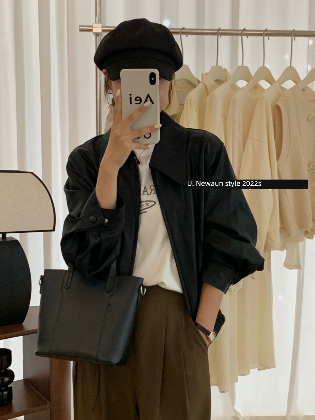 loose coat female have cash less than that is registered in the accounts easy the republic of korea Dongdaemun leather clothing