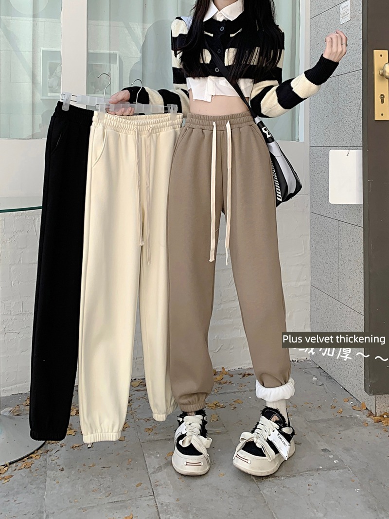 Plush thickening Casual pants female winter 2022 new pattern Leggings easy High waist Sagging sensation Sports pants Long pants