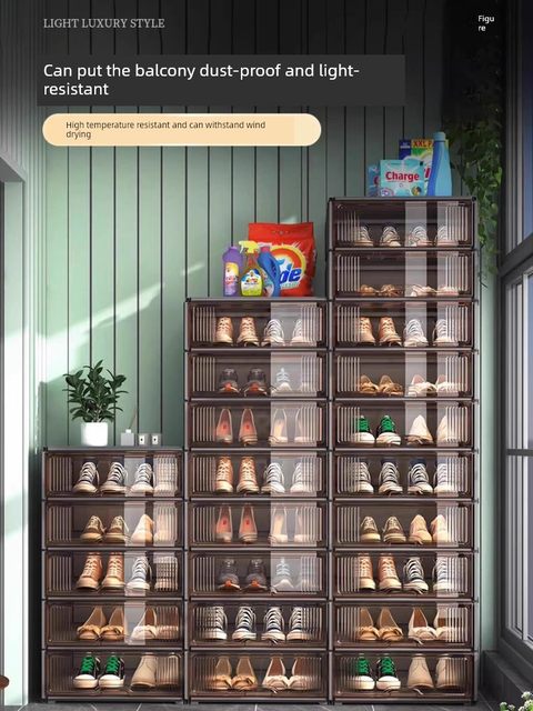 2025 new transparent shoe cabinet storage cabinet integrated wall shoe box home entrance door multi-layer shoe rack tool