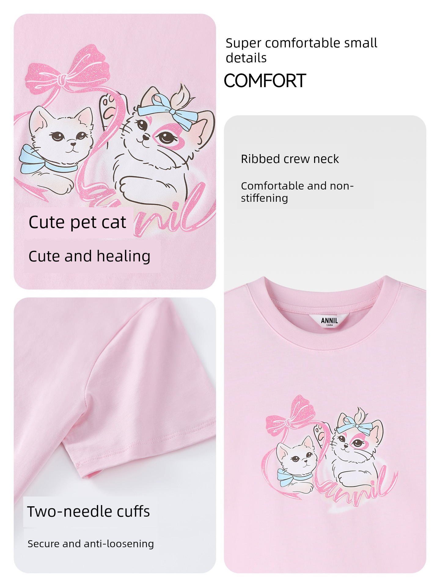 [All-Cotton Quick-Drying T-Shirt] Anai Kidsren's Clothing Girls' Round Neck Short-Sleeved T-Shirt 2026 Summer New Style Sports Casual Breathable — 4