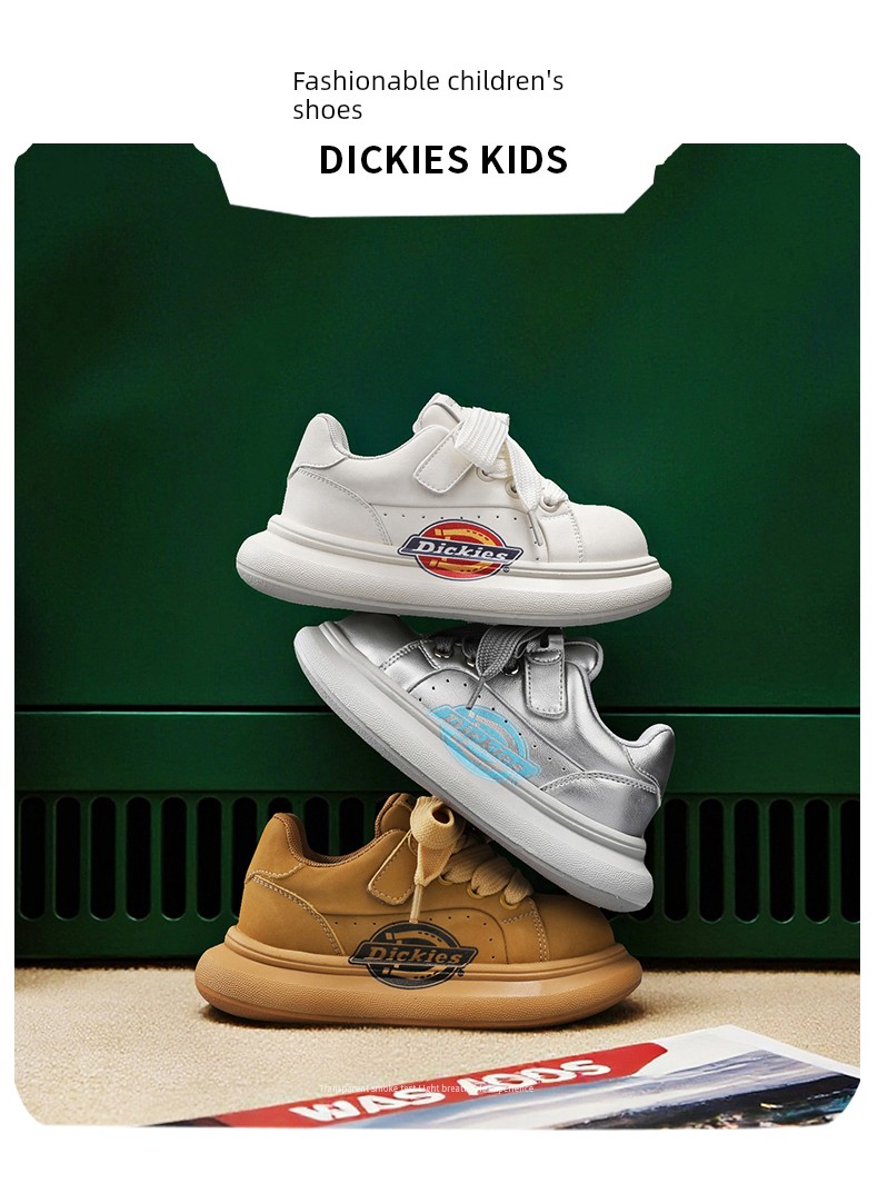 Dickies Medium and Large Children's White Shoes for Boys and Girls 2026 Autumn New Thick-Soled Non-Slip Kidsren's Sports and Casual Shoes — 11