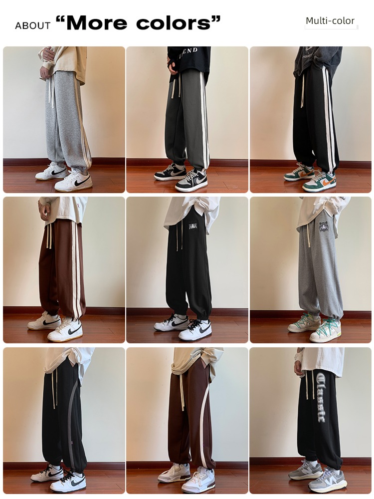 Plush Men's style Autumn and winter leisure time easy Tie one's feet trousers