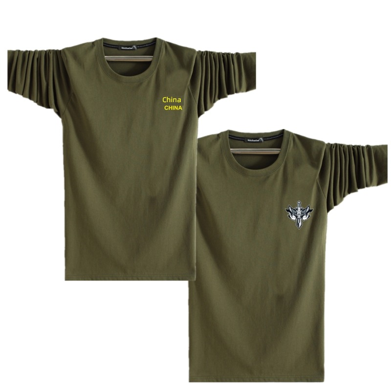 2 piece motion leisure time Big size pure cotton middle age Long sleeve T-shirt