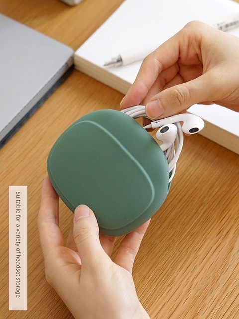 Wired headphone storage box data cable silicone bag protective cover Bluetooth headphone storage bag wireless headphone organization bag