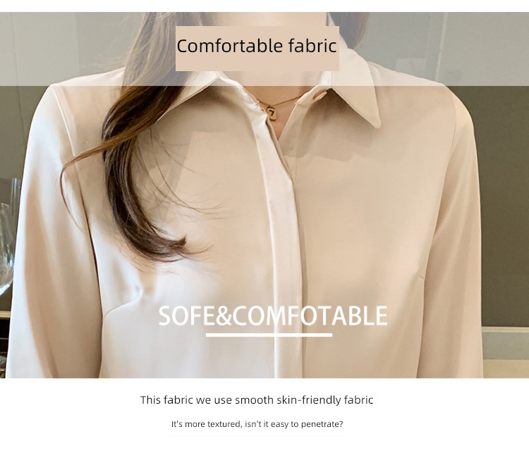 suit Inner lap Long sleeve Satin temperament real silk shirt