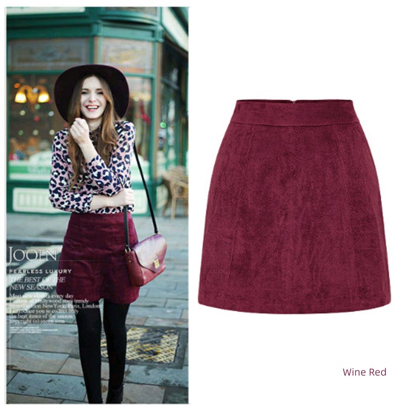 literature Retro Suede Size code Half body skirt