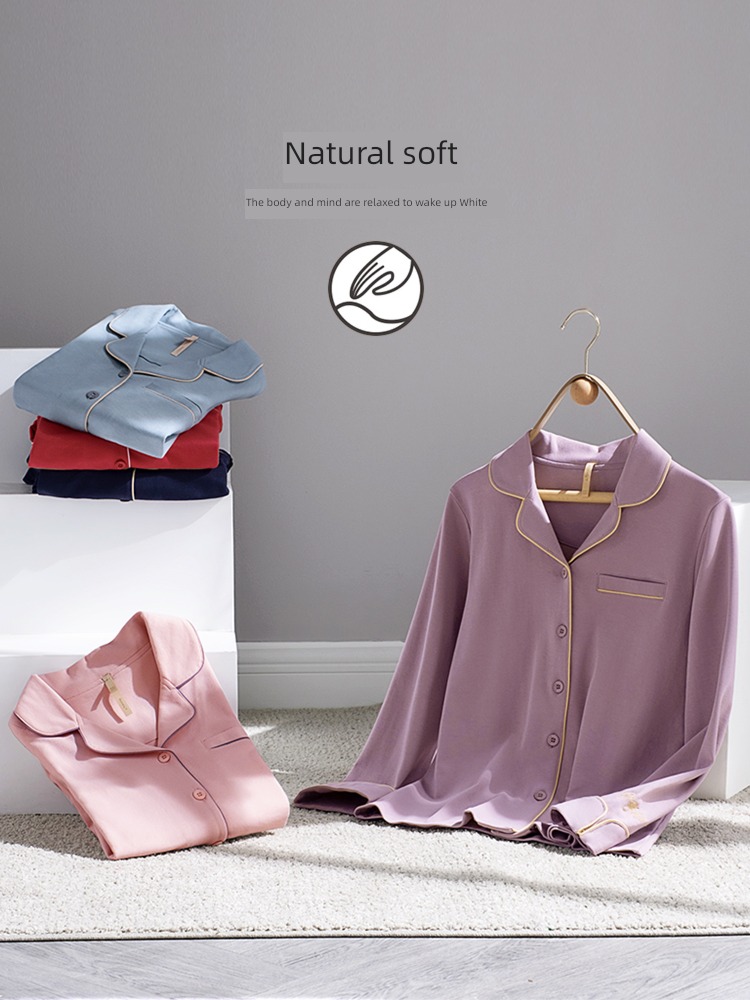 ma'am autumn pure cotton Long sleeve Thin money Plus Size pajamas