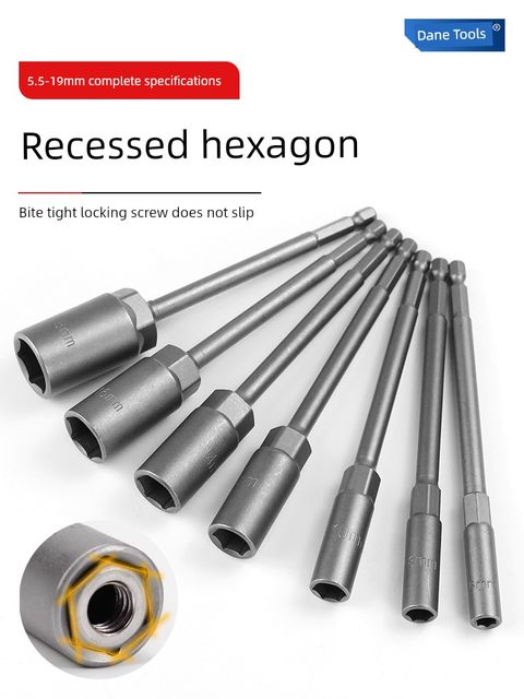 Dane Extended Sleeve Deepening Flash Drill Nut Screwdriver Hexagon Electric Batch Head Sleeve Set Combination