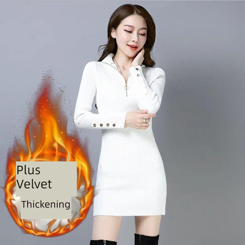Autumn and winter Medium length Plush thickening keep warm fashion sweater