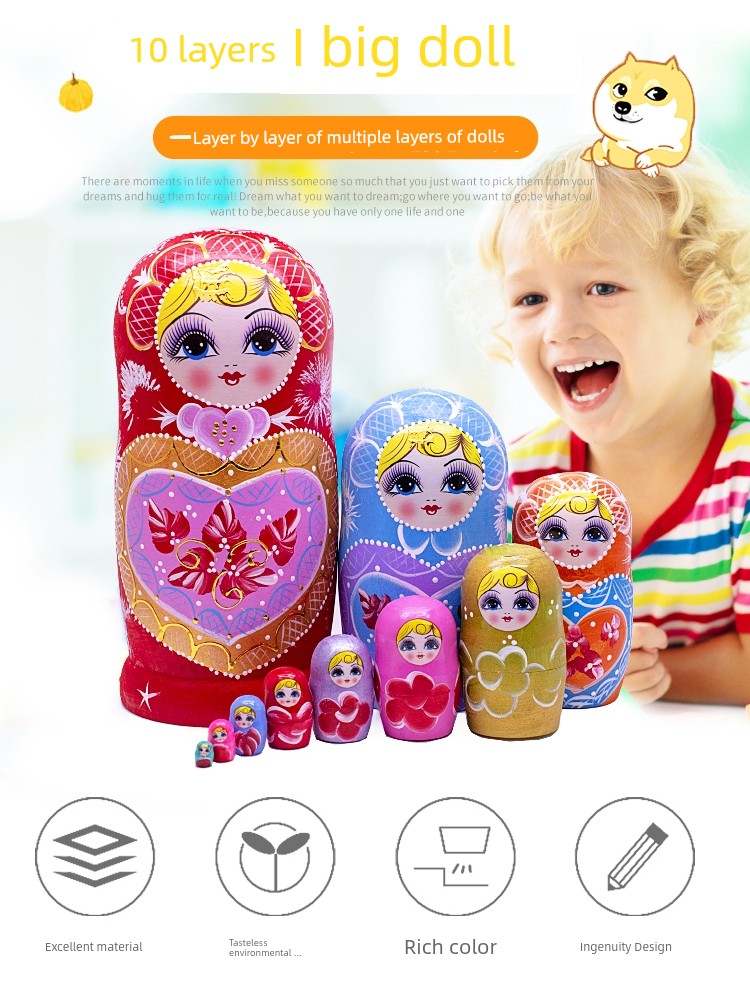 Super Basswood Gift Toys plus Money Russia Matryoshka Doll