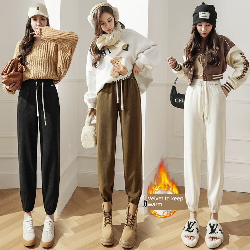 Autumn and winter Plush easy chenille  Minority Sports pants