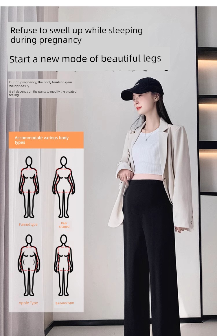 Maternity Pants for Autumn, Straight-Leg, Belly-Supporting, Suit-Style, 2026 New Model, Petite Wide-Leg Long Pants for Pregnancy, Spring and Autumn — 7