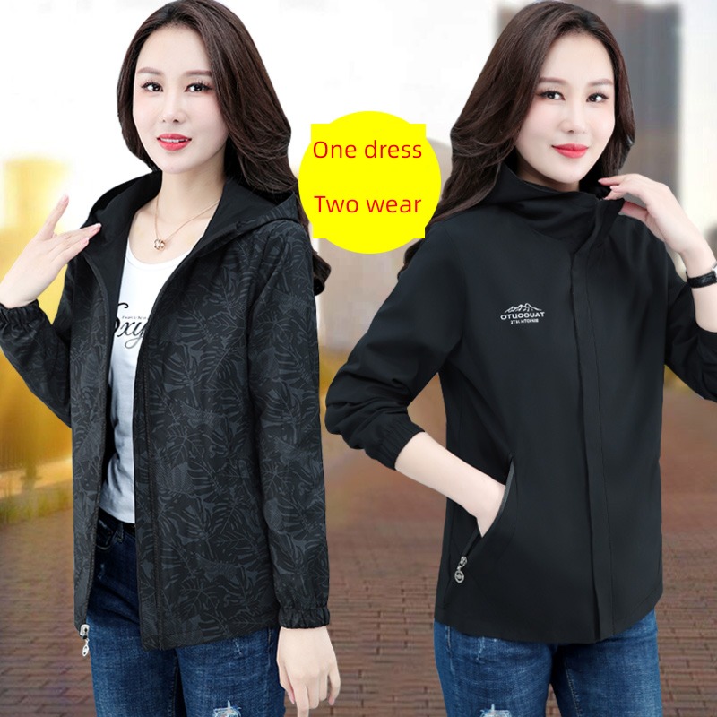 Women's money Mountain climbing Windbreak Wear it on both sides easy pizex