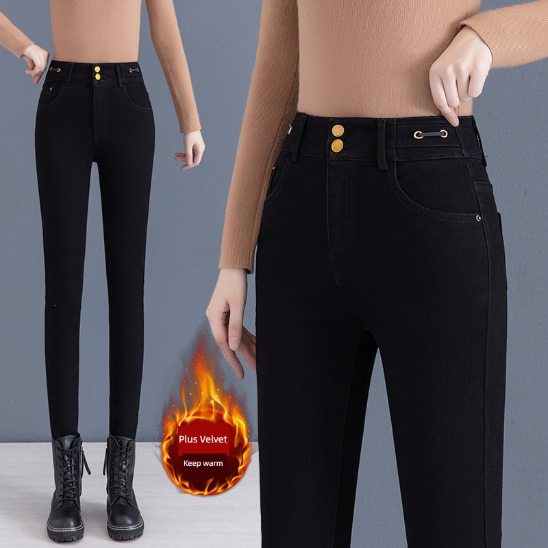 Plush Jeans female winter thickening Winter money Women Velvet belt one Velvet Martin boots collocation Of winter trousers Women's money