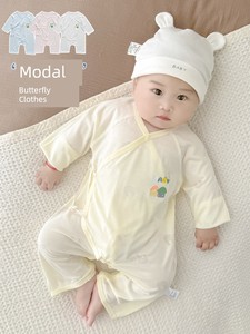 Modal Clothes for Babies Summer Thin Bodysuit Newborn Belly Protection Shoelace Pajamas Summer Baby Clothes in Air-Condi