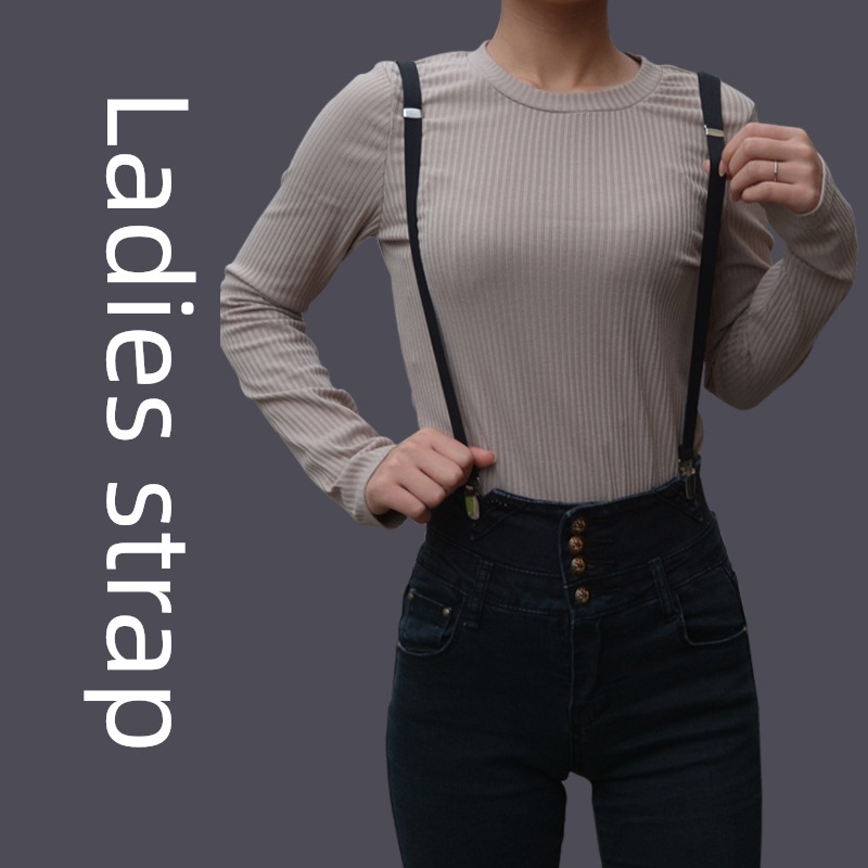 ma'am elastic force Korean version parallel Separate type black straps