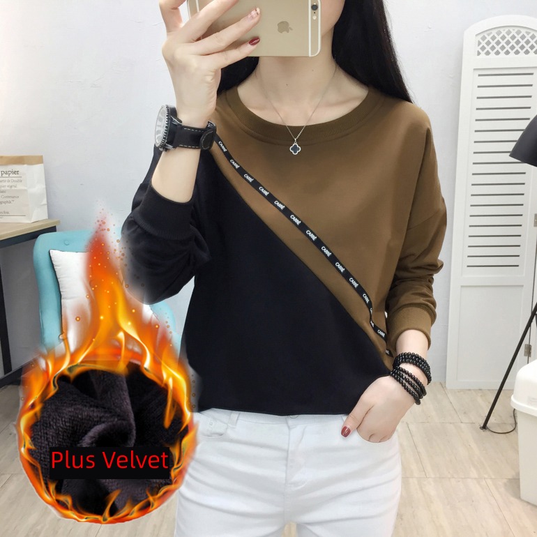 Autumn and winter Put on your clothes Long sleeve T-shirt leisure time thickening pure cotton