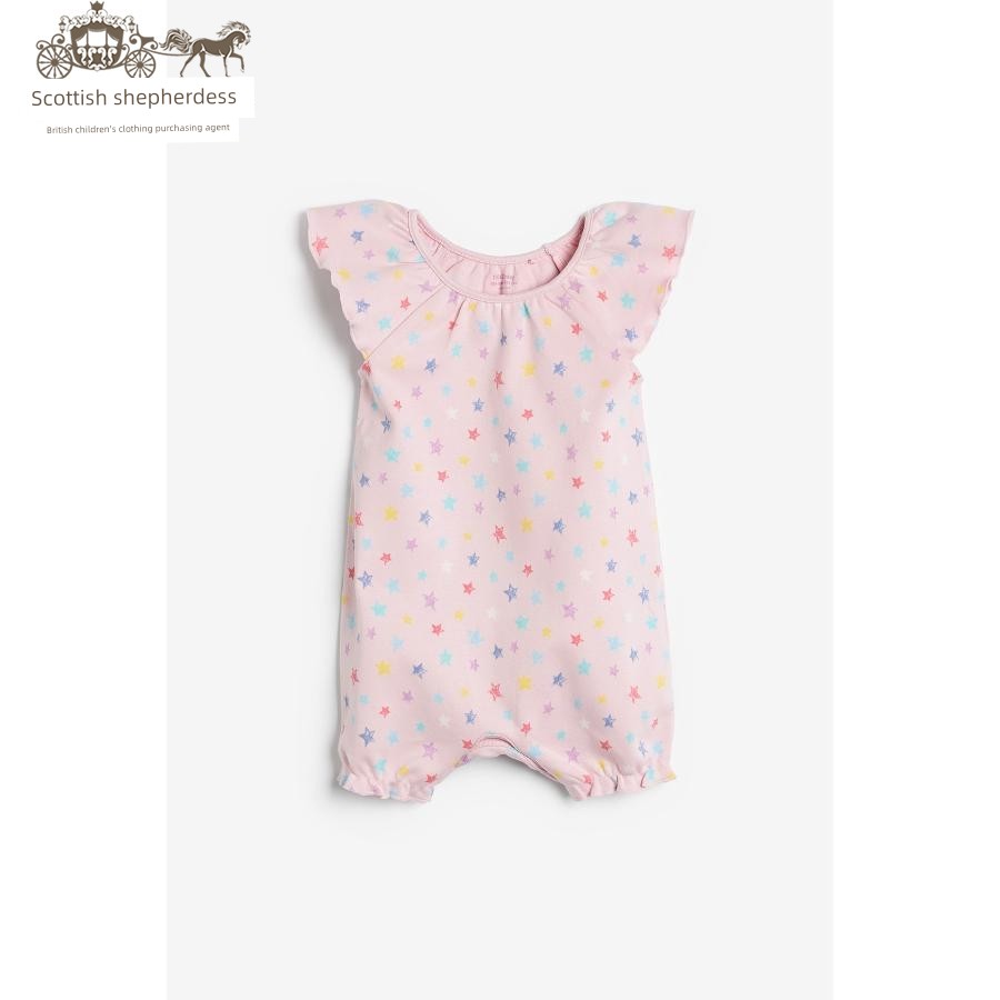 In-Stock Next Children's Clothing for Girls, Pink Floral Bird Print Sleeveless Short-Sleeve Romper Jumpsuit — 3