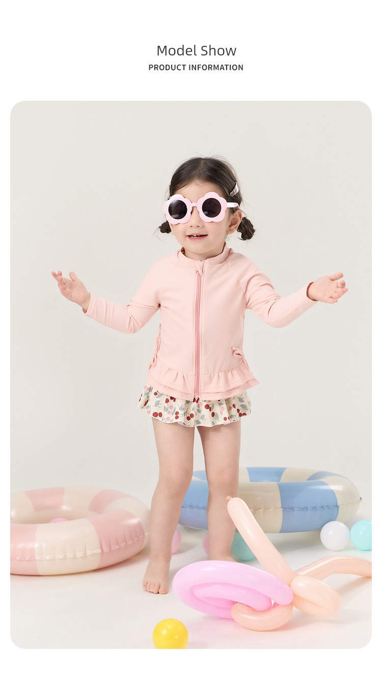 3 Years Old Separates Long Sleeves Internet Celebrity Sweet Kids Swimsuit — 21