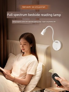 Night Light Bedside Reading Lamp for Bedroom, Eye-Protecting Table Lamp, Magnetic Wall-Mounted, Rechargeable, No-Drill, 