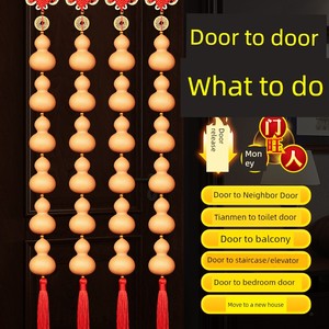Natural Bottle Gourd Pendant String Automobile Hanging Ornament Five Blessings Entry Door Solve Door-to-Door Copper Coin