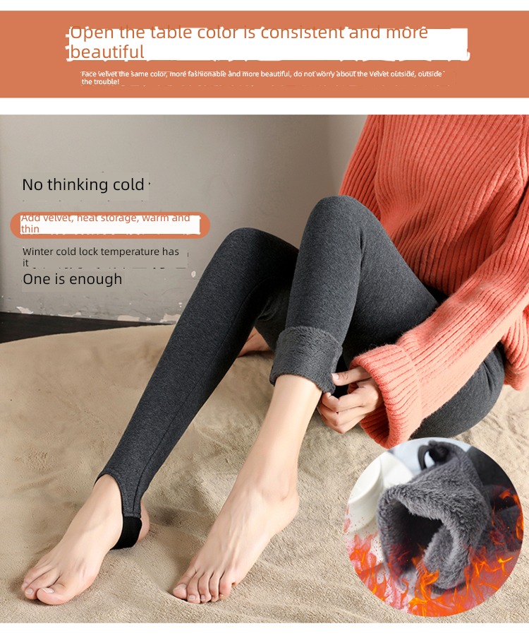 ma'am pure cotton Self-cultivation Show thin Step on one's feet Plush Leggings