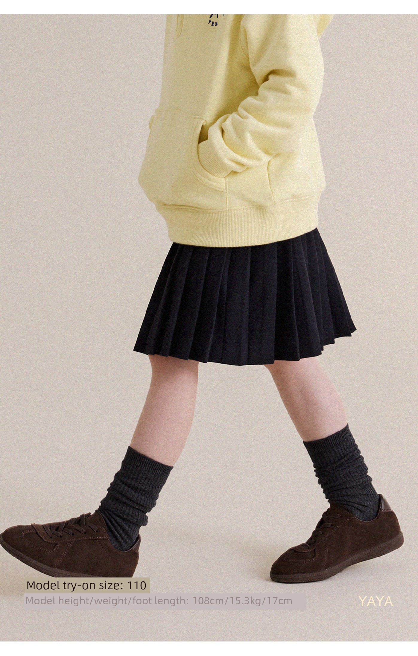 Yunerma Girls' Autumn Versatile Academy-Style Pleated Skirt Children's New Fashion Short Skirt Half Skirt — 16