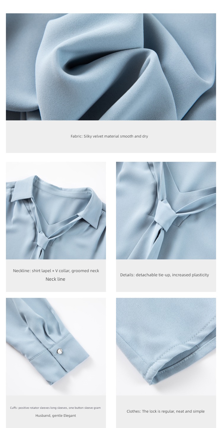 Li xiaosa Fat mm Long sleeve temperament Sagging sensation Ribbon shirt