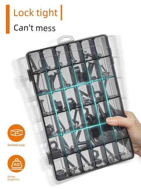 Frequently Hut parts storage box screw tool rectangular plastic box hardware accessories component classification multi-grid transparent