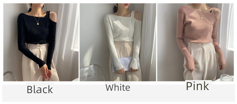 strapless  Lotus root Pink Minority clavicle leather and fur Inner lap sweater