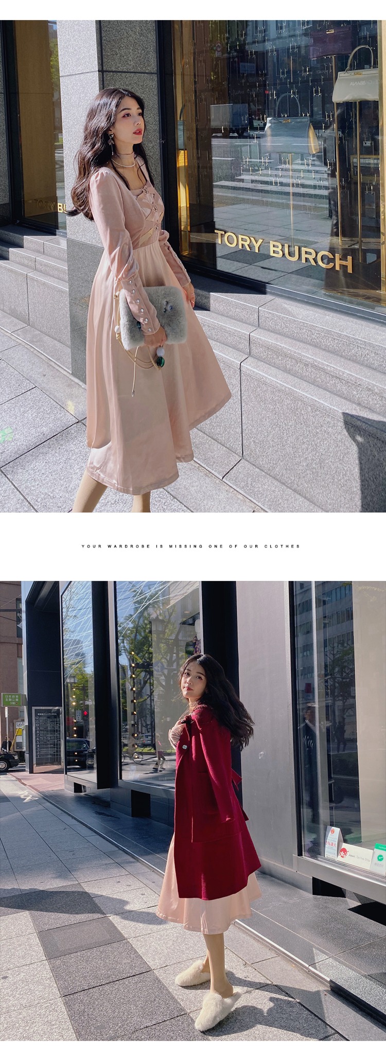 JZ Craftsman velvet Autumn and winter Women's wear domineering lady Dress