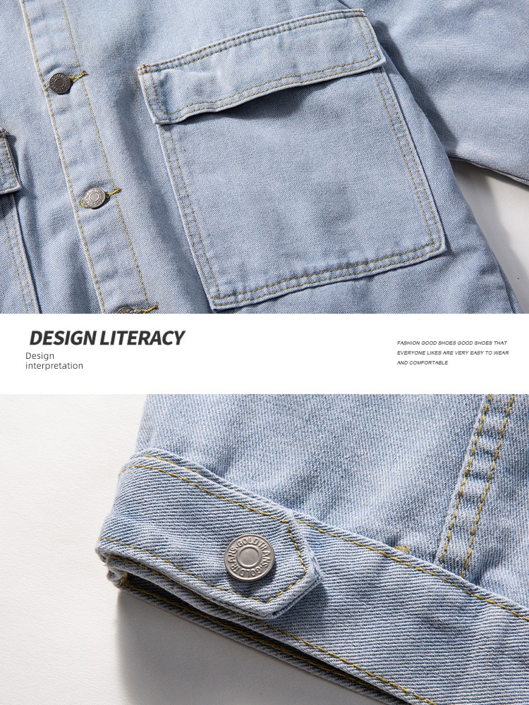 American style Retro chaqueta Men's style Spring and Autumn 2023 The new Chaopai Jeans trend work clothes leisure time Jacket