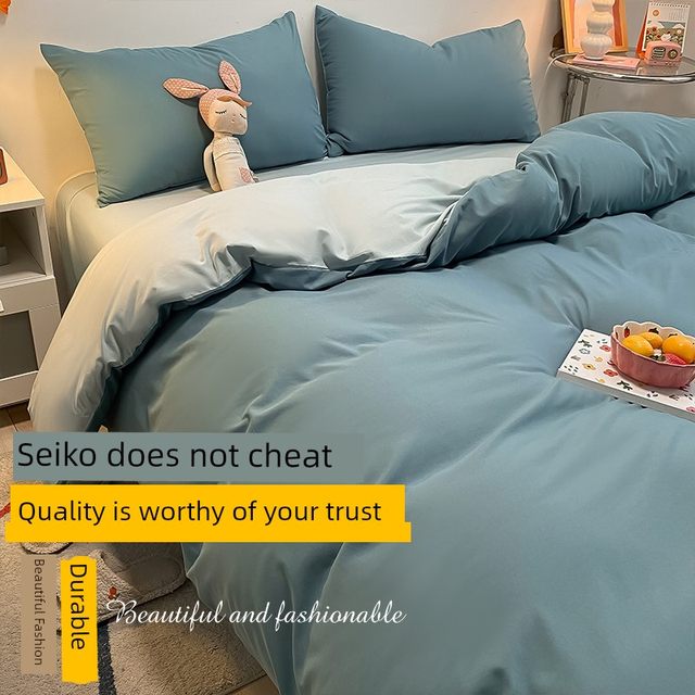 Ins Washed Cotton Four-Piece Set Bed Sheets Bedding Cover Bedding Cover Dormitory Bedding Three-Piece Set 4 Premium