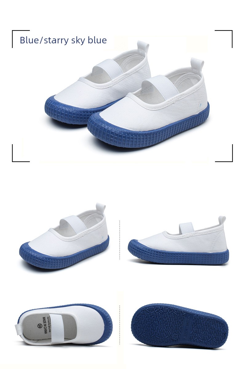 Kindergarten Indoor Shoes for Boys, Lightweight Canvas Shoes, Non-Slip Toddler Shoes, White Shoes for Entering School, 2026 New Model — 19