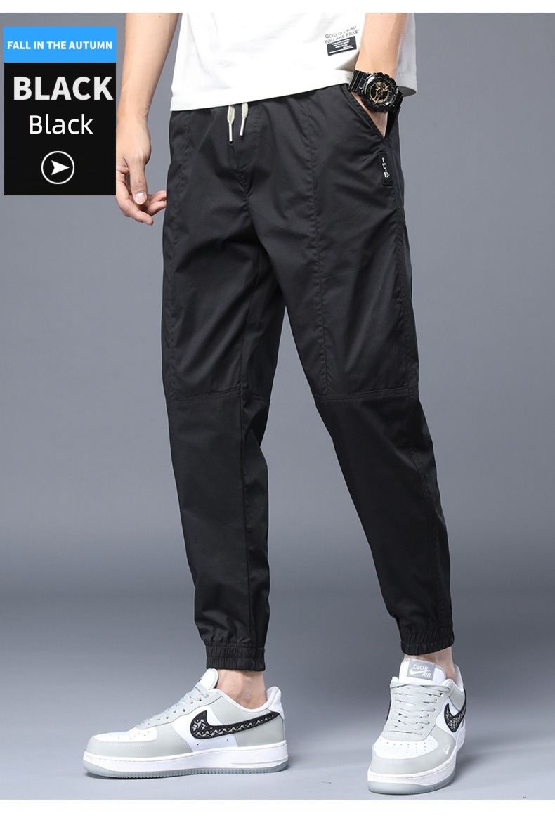 dandy black Versatile spring and autumn Nine points Casual pants