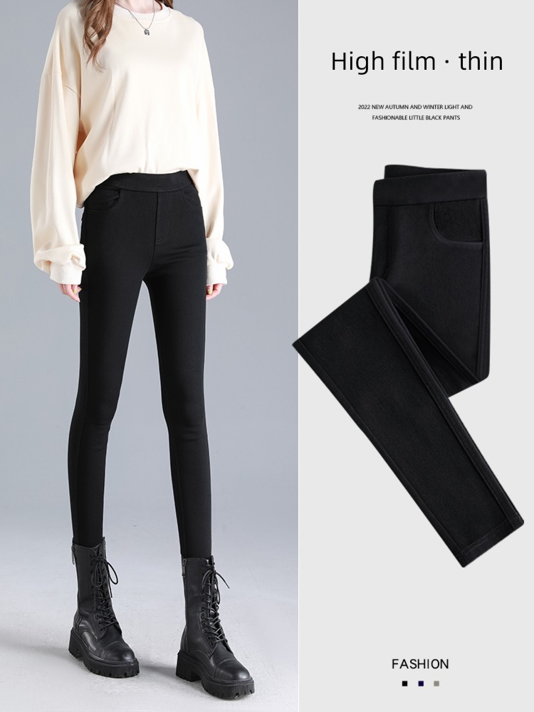 High waist elastic force pencil Show thin black Little feet Leggings