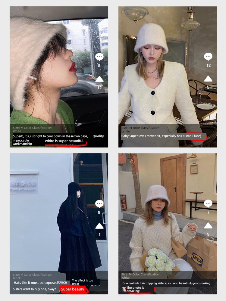 Internet celebrity Autumn and winter female solar system hairy Fisherman hat