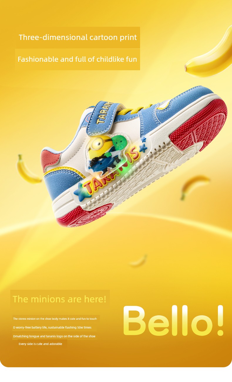 Tyrannis Genuine Minions Collaboration Shoes, New Autumn Model Children's Sneakers, Boys' Flashing Shoes, Girls' Light-Up Shoes — 5