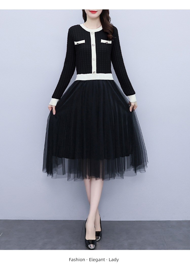 Little fragrance ma'am Autumn and winter Show thin sweater Fake two