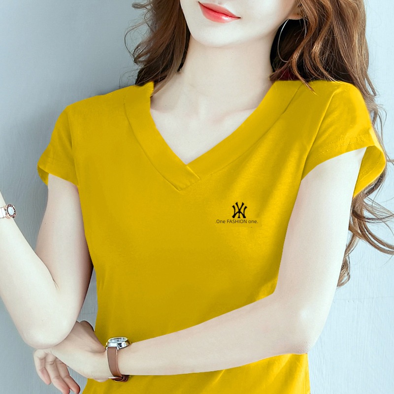 Versatile Half sleeve Chicken heart collar Put on your clothes T-shirt summer wear