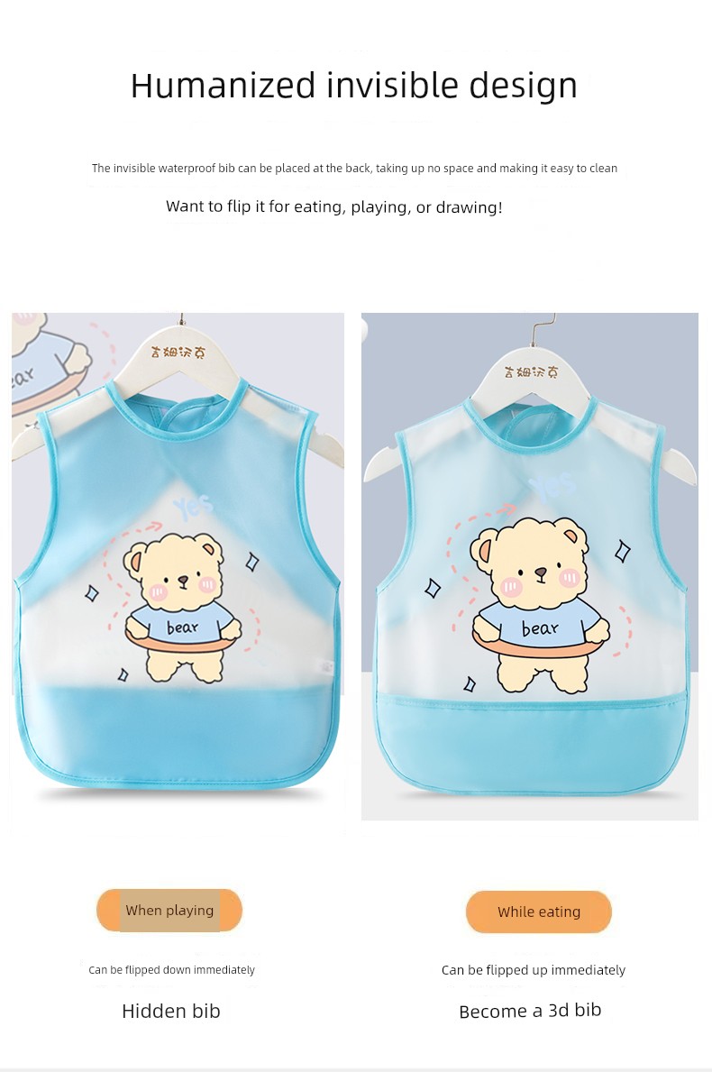 Baby Eating Bib Waterproof Infant Feeding Smock Sleeveless Anti-Dirt Apron for Boys and Girls Children's Dining Bib Kindergarten Apron — 4